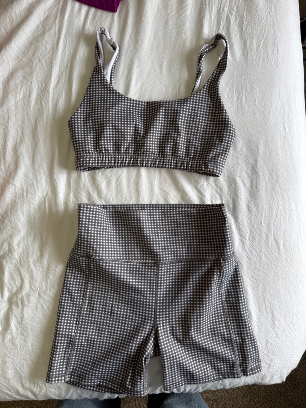 Vuori Gingham set- studio pocket short / Daily Bra